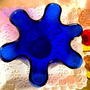 Cobolt glass handkerchief bowl